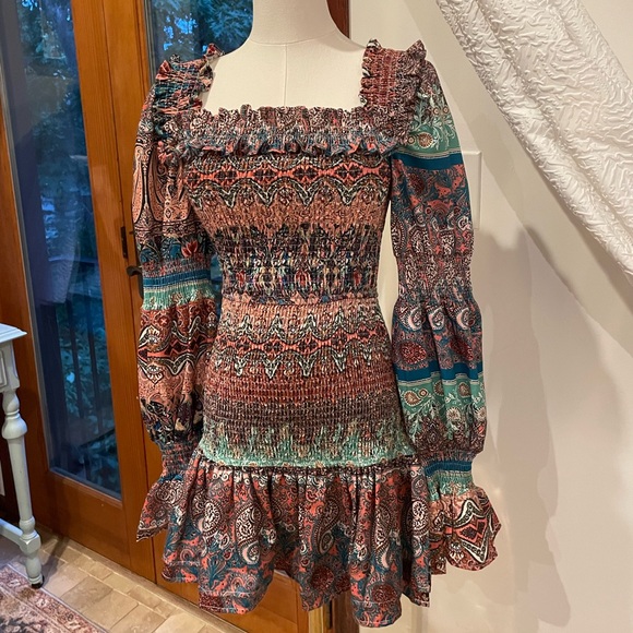 NWT Misguided Bohemian Off-Shoulder Dress Bandeau 4 Boho Heavy cotton - Picture 3 of 4